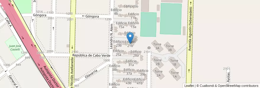 Mapa de ubicacion de Edificio 21b en 아르헨티나, 부에노스아이레스주, Partido De Avellaneda, Dock Sud.