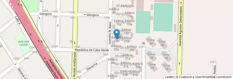 Mapa de ubicacion de Edificio 23b en アルゼンチン, ブエノスアイレス州, Partido De Avellaneda, Dock Sud.