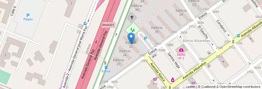 Mapa de ubicacion de Edificio 25, Villa Pueyrredon en アルゼンチン, ブエノスアイレス州, Comuna 12.