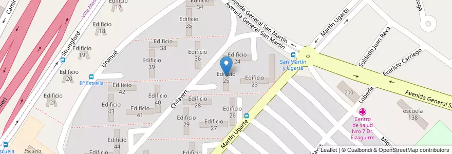 Mapa de ubicacion de Edificio 25 en アルゼンチン, ブエノスアイレス州, Partido De La Matanza, Villa Celina.