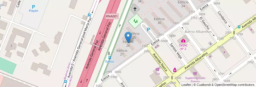 Mapa de ubicacion de Edificio 26, Villa Pueyrredon en Аргентина, Буэнос-Айрес, Comuna 12.