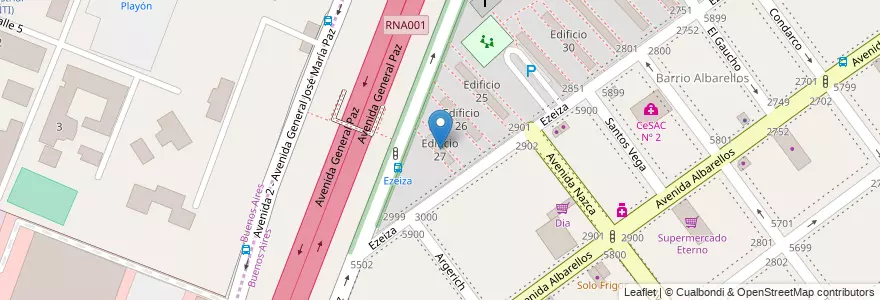 Mapa de ubicacion de Edificio 27, Villa Pueyrredon en アルゼンチン, ブエノスアイレス州, Comuna 12.