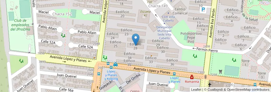 Mapa de ubicacion de Edificio 28 en アルゼンチン, ミシオネス州, Departamento Capital, Municipio De Posadas, Posadas.