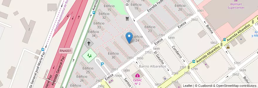 Mapa de ubicacion de Edificio 28, Villa Pueyrredon en Argentina, Ciudad Autónoma De Buenos Aires, Comuna 12, Buenos Aires.