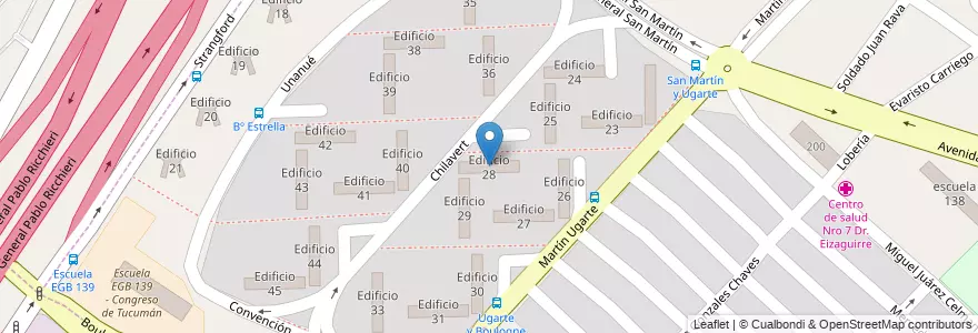 Mapa de ubicacion de Edificio 28 en アルゼンチン, ブエノスアイレス州, Partido De La Matanza, Villa Celina.