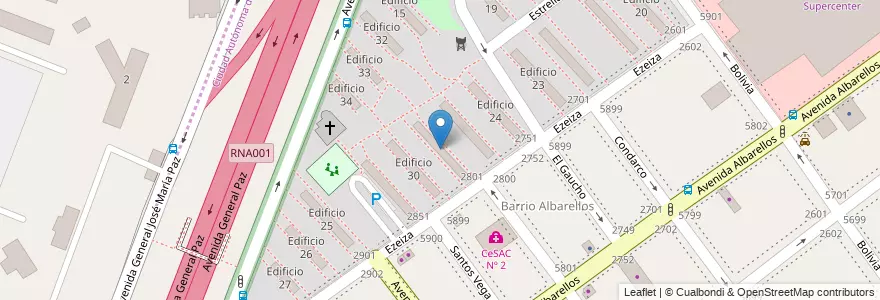 Mapa de ubicacion de Edificio 29, Villa Pueyrredon en 阿根廷, 布宜诺斯艾利斯省, Comuna 12.