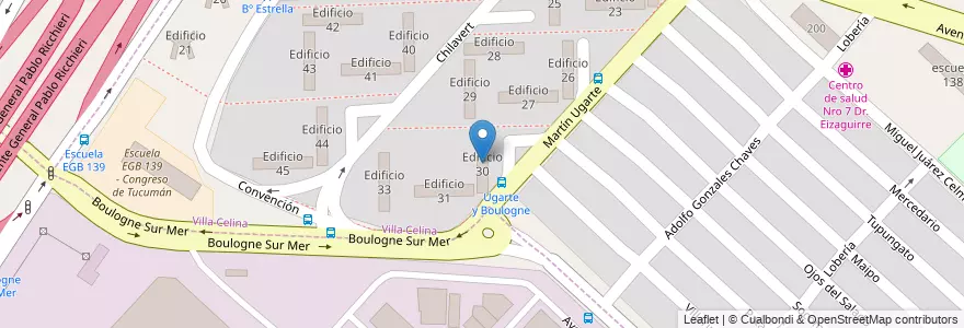 Mapa de ubicacion de Edificio 30 en Arjantin, Buenos Aires, Partido De La Matanza, Villa Celina.
