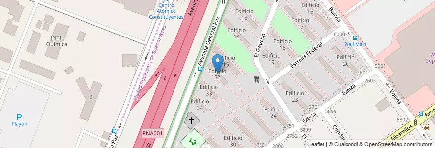 Mapa de ubicacion de Edificio 32, Villa Pueyrredon en آرژانتین, استان بوئنوس آیرس, Comuna 12.
