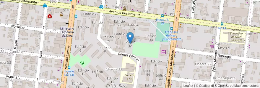 Mapa de ubicacion de Edificio 32 en アルゼンチン, ミシオネス州, Departamento Capital, Municipio De Posadas, Posadas.