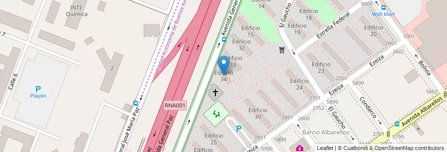 Mapa de ubicacion de Edificio 34, Villa Pueyrredon en アルゼンチン, ブエノスアイレス州, Comuna 12.