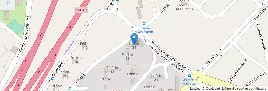 Mapa de ubicacion de Edificio 34 en アルゼンチン, ブエノスアイレス州, Partido De La Matanza, Villa Celina.