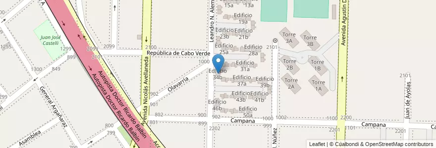 Mapa de ubicacion de Edificio 34b en アルゼンチン, ブエノスアイレス州, Partido De Avellaneda, Dock Sud.