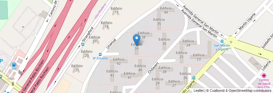 Mapa de ubicacion de Edificio 39 en アルゼンチン, ブエノスアイレス州, Partido De La Matanza, Villa Celina.