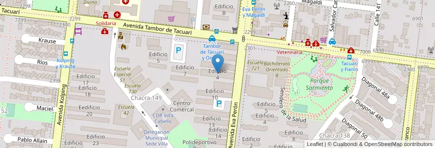 Mapa de ubicacion de Edificio 4 en アルゼンチン, ミシオネス州, Departamento Capital, Municipio De Posadas, Posadas.
