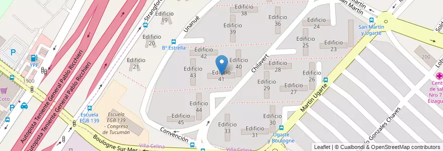 Mapa de ubicacion de Edificio 41 en アルゼンチン, ブエノスアイレス州, Partido De La Matanza, Villa Celina.