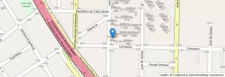 Mapa de ubicacion de Edificio 46b en アルゼンチン, ブエノスアイレス州, Partido De Avellaneda, Dock Sud.