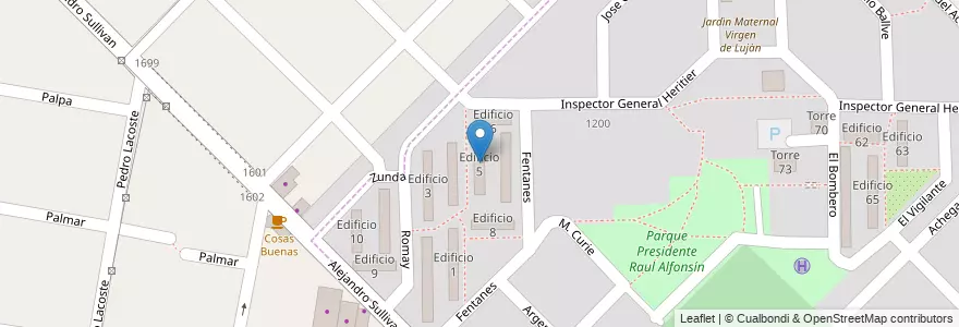 Mapa de ubicacion de Edificio 5 en アルゼンチン, ブエノスアイレス州, Partido De Merlo, San Antonio De Padua.