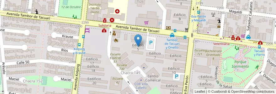Mapa de ubicacion de Edificio 5 en Argentinië, Misiones, Departamento Capital, Municipio De Posadas, Posadas.