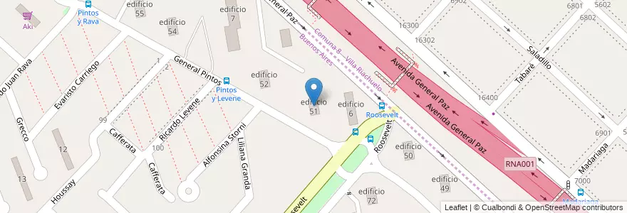 Mapa de ubicacion de edificio 51 en アルゼンチン, ブエノスアイレス州, Partido De La Matanza, Villa Celina.