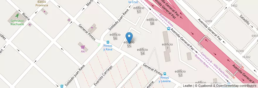 Mapa de ubicacion de edificio 55 en アルゼンチン, ブエノスアイレス州, Partido De La Matanza, Villa Celina.