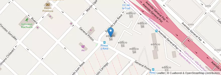Mapa de ubicacion de edificio 56 en アルゼンチン, ブエノスアイレス州, Partido De La Matanza, Villa Celina.
