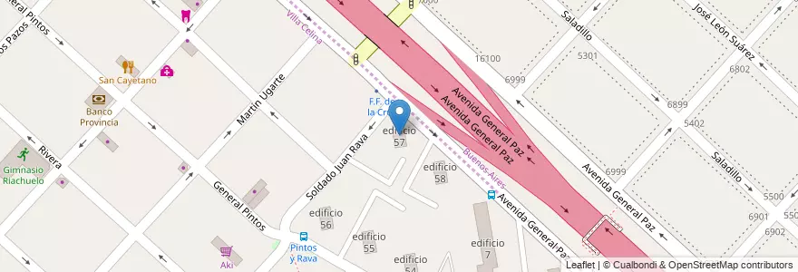 Mapa de ubicacion de edificio 57 en 아르헨티나, 부에노스아이레스주, Partido De La Matanza.