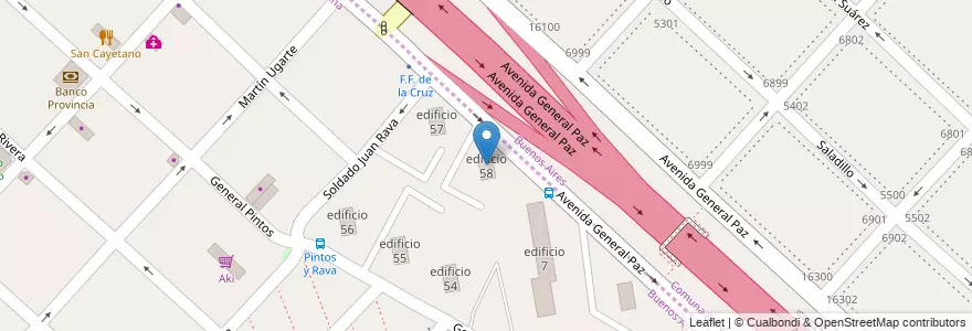 Mapa de ubicacion de edificio 58 en アルゼンチン, Partido De La Matanza.