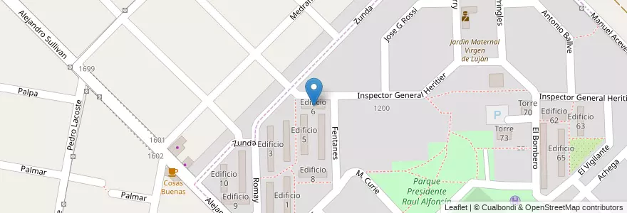 Mapa de ubicacion de Edificio 6 en アルゼンチン, ブエノスアイレス州, Partido De Merlo, San Antonio De Padua.