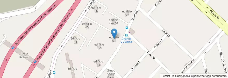Mapa de ubicacion de edificio 61 en アルゼンチン, ブエノスアイレス州, Partido De La Matanza, Villa Celina.