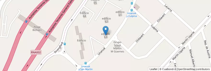 Mapa de ubicacion de edificio 63 en アルゼンチン, ブエノスアイレス州, Partido De La Matanza, Villa Celina.
