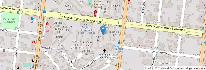 Mapa de ubicacion de Edificio 64 en Arjantin, Misiones, Departamento Capital, Municipio De Posadas, Posadas.