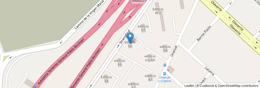 Mapa de ubicacion de edificio 66 en アルゼンチン, ブエノスアイレス州, Partido De La Matanza, Villa Madero.