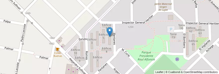 Mapa de ubicacion de Edificio 7 en アルゼンチン, ブエノスアイレス州, Partido De Merlo, San Antonio De Padua.