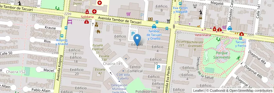 Mapa de ubicacion de Edificio 7 en 아르헨티나, Misiones, Departamento Capital, Municipio De Posadas, Posadas.