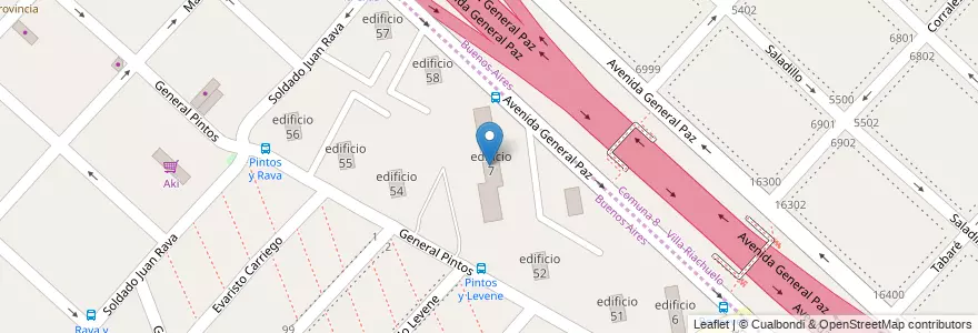 Mapa de ubicacion de edificio 7 en الأرجنتين, بوينس آيرس, Partido De La Matanza.