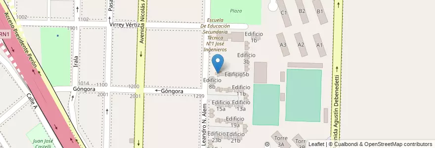 Mapa de ubicacion de Edificio 7b en アルゼンチン, ブエノスアイレス州, Partido De Avellaneda, Dock Sud.
