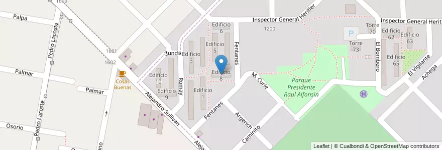 Mapa de ubicacion de Edificio 8 en アルゼンチン, ブエノスアイレス州, Partido De Merlo, San Antonio De Padua.