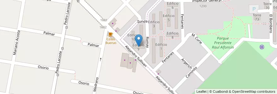 Mapa de ubicacion de Edificio 9 en アルゼンチン, ブエノスアイレス州, Partido De Merlo, San Antonio De Padua.
