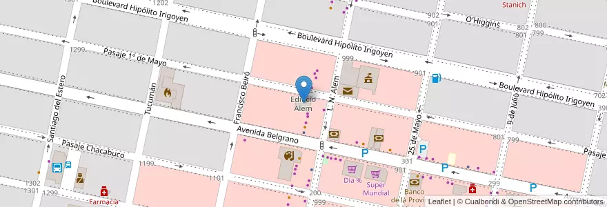 Mapa de ubicacion de Edificio Alem en 阿根廷, Córdoba, Departamento Marcos Juárez, Pedanía Espinillos, Municipio De Marcos Juárez.