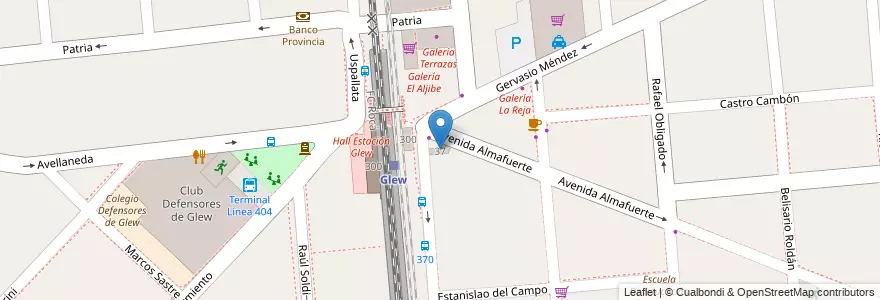 Mapa de ubicacion de Edificio Almafuerte en アルゼンチン, ブエノスアイレス州, Partido De Almirante Brown, Glew.