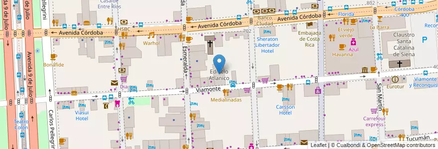 Mapa de ubicacion de Edificio Atlanico, San Nicolas en 阿根廷, Ciudad Autónoma De Buenos Aires, Comuna 1, 布宜诺斯艾利斯.