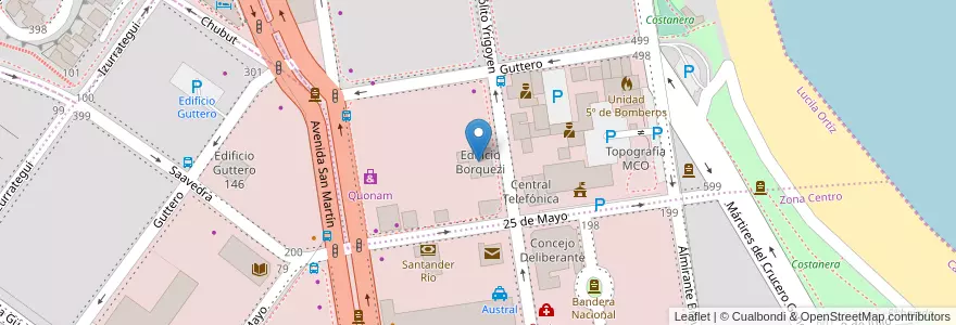Mapa de ubicacion de Edificio Borquezi en 아르헨티나, 산타크루스주, 칠레, Deseado, Caleta Olivia.