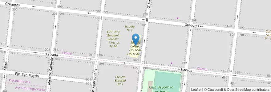 Mapa de ubicacion de Edificio Colegio EPS Nº44 en الأرجنتين, تشيلي, محافظة سانتا كروز, Las Heras, Deseado, Las Heras.