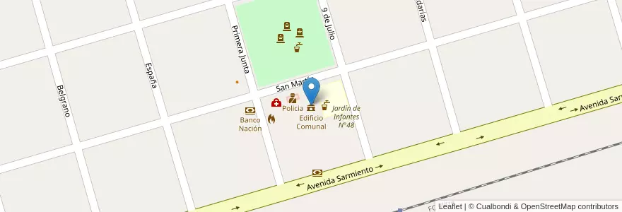 Mapa de ubicacion de Edificio Comunal en Аргентина, Санта-Фе, Departamento Constitución, Municipio De Santa Teresa, Santa Teresa.