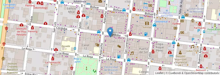 Mapa de ubicacion de Edificio Córdoba en アルゼンチン, ミシオネス州, Departamento Capital, Municipio De Posadas, Posadas.
