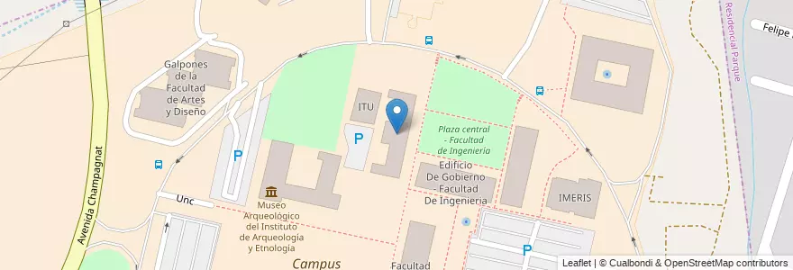 Mapa de ubicacion de Edificio de Aulas - Facultad de Ingeniería en アルゼンチン, チリ, メンドーサ州, Departamento Capital, Ciudad De Mendoza.