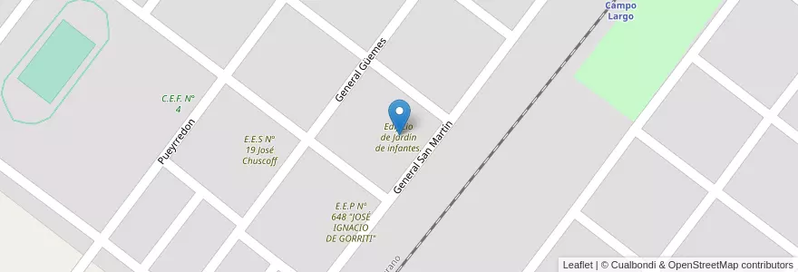 Mapa de ubicacion de Edificio de Jardín de infantes. en Argentinië, Chaco, Departamento Independencia, Campo Largo, Campo Largo.