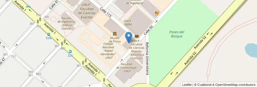 Mapa de ubicacion de Edificio de Matemáticas, Casco Urbano en Argentinië, Buenos Aires, Partido De La Plata, La Plata.