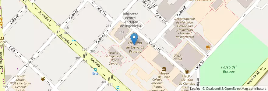 Mapa de ubicacion de Edificio de Química, Casco Urbano en アルゼンチン, ブエノスアイレス州, Partido De La Plata, La Plata.