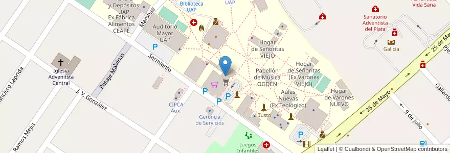 Mapa de ubicacion de Edificio de Tutorías en الأرجنتين, إنتري ريوس, Departamento Diamante, Libertador San Martín, Distrito Palmar.